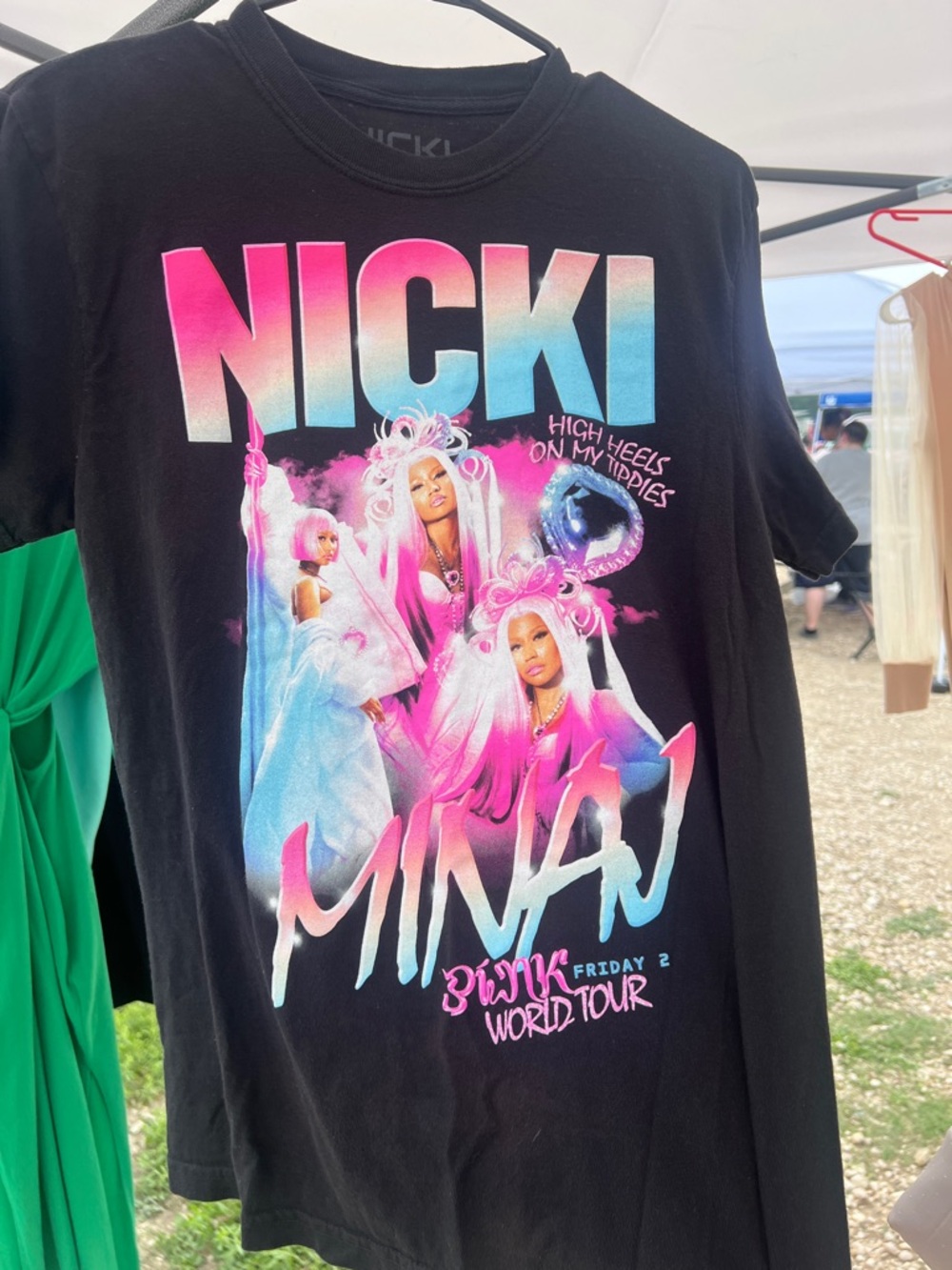Nicki Minaj Girls' Black Graphic Tee - Pink & Blue Tour Design